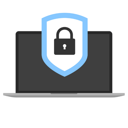 Laptop with a security lock icon image